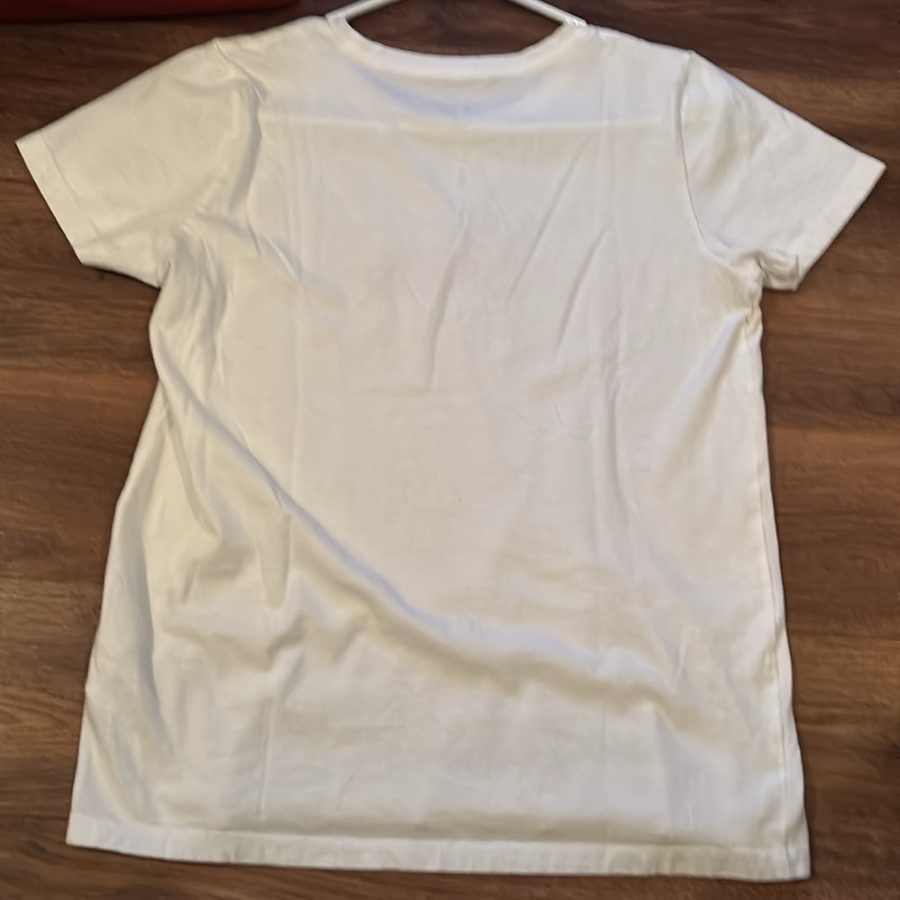 J. Crew White Tee with Pink Car and Green Palm Design - Picture 5 of 6